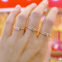 ราคา แหวนเพชรแท้ทองคำแท้ จัสเนล(Justnail Ring) เพชรเหลี่ยมกุหลาบ ทองคำแท้ 9k (37.5%) ขายได้ มีใบรับประกั (28867026765)