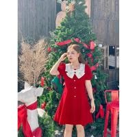 ราคา (m) เดรสสั้น สีแดง ผ้ากำมะหยี่ แต่งโบว์หน้า งานป้าย ananya (26819374184)