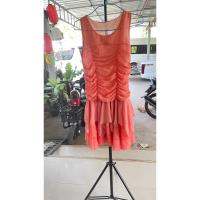 ราคา เดรสผ้าชีฟองแขนกุดสีโอรส (24172706494)