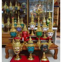 ราคา เศียรครู ขนาดบูชา ครบชุด 10 เศียร ขนาดกว้าง 5 นิ้ว สูง 8-14 นิ้ว เนื้อเรซิ่น ปิดทองเค พร้อมฐานปิดทอง งานสวย หัวโขน (9600778966)