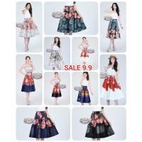 ราคา เซลล์ 9.9 กระโปรงผ้าโฟม 7 ชิ้น ลายดอก เอวสูง มีซิบ (12608210357)