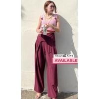 ราคา กางเกง 25summer แต่งขอบเอี๊ยม size S สีไวน์แดง *New* (25159583805)