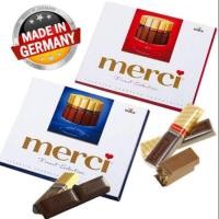 ราคา 010 Merci chocolate assortment candy 250g. นำเข้าจากเยอรมัน2แบบ ช็อกโกแลต รวมรสชาติ แบบแท่ง ขนม ของฝาก ของขวัญ (24852289515)