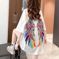 ราคา เสื้อแขนสั้นคอกลมสาวอวบ Oversize สาวพลัสไซส์ (อก 48-64 นิ้ว) สกีลลายด้านหลังปีกนก เท่ๆ ผ้าคอตตอล A15 สินค้าพร้อมส่ง（S-5X (25485964173)