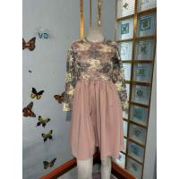 ราคา เดรสสีชมพูกะปิผ้าลูกไม้ปักตาข่ายแขนยาว (41759806732)