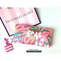 ราคา กระเป๋าสตางค์ Victoria's Secret Wallet Purses Holders ทรง ยาว สีชมพู ลายดอกไม้ (2055602182)