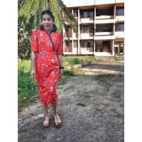 ราคา เดรสคอป้าย สีแดงลายดอก (21117829012)