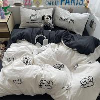 ราคา - PREORDER - ชุดผ้าปูที่นอน ลายการ์ตูนสีขาวดำทูโทน ผ้าคอตตอน100% ( มีขนาด 3.5-6 ฟุต ) อ่านรายละเอียดขนาดก่อนสั่งซือ (42361135595)