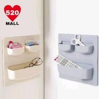 ราคา 520 Mall ชั้นวางของพลาสติกแปะผนัง(3ช่อง )พร้อมช่องเก็บของ ไม่ต้องเจาะผนัง (เทา, ครีม) ชั้นวางของ ชั้นวางของติดผนัง (6269590260)