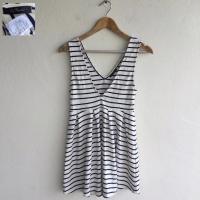 ราคา เดรสสั้น สีขาวน้ำเงิน ลายทาง Ray Bomber (20165203889)