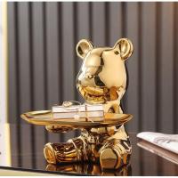 ราคา The Hugs Shop ของตกแต่งบ้านหมีรุนแรง ที่เก็บกุญแจ ระเบียง เครื่องประดับ ประตู ตู้รองเท้า ถาด กระปุกออมสินเซรามิคสีทอง (40414907594)