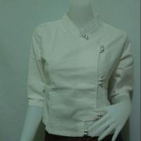 ราคา เสื้อผ้าฝ้ายสีขาวคอจีน กระดุมคู่ (1403466657)