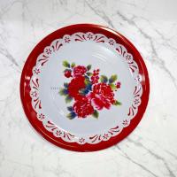 ราคา ถาดลายดอกสีแดง 30cm คละลาย ถาดสังกะสีโบราน ถาดแดง (22552537712)