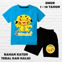 ราคา KATUN ชุดสูทแขนสั้นสําหรับเด็กชายและเด็กหญิงอายุ 6 เดือน - 10 ปี โปเกมอน ปิกาจู 2 โมติฟ วัสดุผ้าฝ้ายพรีเมี่ยม สกรีน DTF กางเกงสีดํา (42414763168)