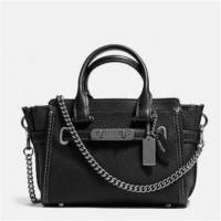 ราคา Coach swagger ปรับสายได้ หนังลูกวัว แท้100% มือสอง สภาพดี New COACH swagger 20 with chainin pebble leather STYLE black (1191493981)