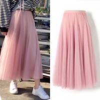 ราคา กระโปรงยาวผ้ามุ้งตาข่ายขอบเอวยางยืดสไตล์เกาหลีสีชมพู (สินค้าในไทย) (26965649584)