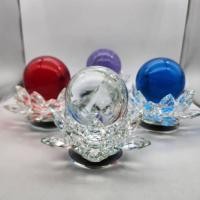 ราคา ลูกแก้วใส 8ซ.ม. (3.14นิ้ว ) ลูกแก้วคริสตัล แท้ไม่ลอกพร้อมฐานแก้วดอกบัวคริสตัล หมุนได้ สวย หรูหรา (27927130515)