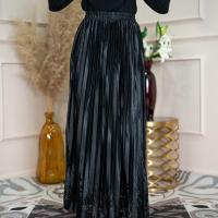 ราคา KA09กระโปรงยาวแฟชั่นอิสลาม สไตล์อัดพลีทผ้าเงา ดีเทลน่ารักปักลายชายกระโปรง เอวยางยืดคนอวบใส่ได้เยื้อผ้าเบาสบาย (25854389998)