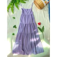 ราคา เดรสสายเดี่ยวยาวสีม่วงพาสเทล ส่งต่อเสื้อผ้า เดรสยาว (19193199654)