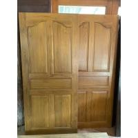 ราคา ประตูไม้สัก ประตูบ้าน ประตูแบบ 5 เต้าปีกนก (1162797733)