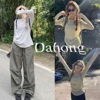 ราคา Dahong เสื้อยืดแขนยาว เสื้อบาง ผ้าถัก ทรงหลวม บาง สไตล์ใหม่ 5529 (28600892093)
