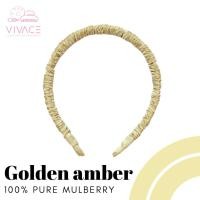 ราคา ที่คาดผมผ้าไหม สี Golden amber ทำจากผ้าไหม mulberry แท้100% pure mulberry silk headband ไม่บีบศีรษะ (28812153113)