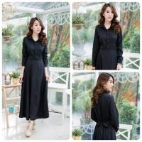 ราคา พร้อมส่งแม๊กซี่เดรสเชิ้ตยาว งานผ้าไหมอิตาลีสีดำ (78421141)