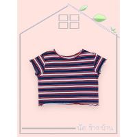 ราคา #PULL&BEAR เสื้อยืดครอปลายริ้ว แบรนด์ PULL&BEAR (25531909615)