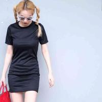 ราคา เดรสคอกลม แขนสั้น สั้นเรย่อน (679941154)