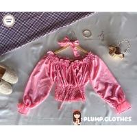 ราคา ครอปปาดไหล่ สม๊อคเอว เสื้อครอปสม็อคเอว เสื้อแฟชั่น เสื้อสาวอวบ (9671207519)