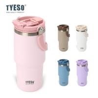 ราคา Tyeso 01-01022/23/24/25/26 600ML/750MTumbler พร้อมที่จับ,ขวดน้ําฉนวนสุญญากาศพร้อมฝาปิด 2-in-1 และฟาง,ถ้วยกาแฟสแตนเลสผนังคู่แก้วเดินทางป้องกันการรั่วพลิก (43304958355)