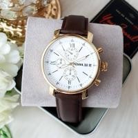 ราคา นาฬิกา Fossil BQ1009 Men's Leather Strap Chronograph Watch (29227782712)