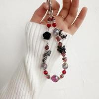 ราคา Retro Harajuku Dark Night Rose Wine แก้วคริสตัลสีแดงลูกปัดเชือกเส้นเล็กโทรศัพท์มือถือพวงกุญแจกระเป๋าจี้ (42407738915)