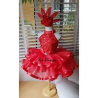 ราคา พร้อมส่งชุดดรัมเมเยอร์เด็ก ชุดเชียร์ลีดเดอร์สีแดงเด็ก3-9ปี (6056612420)