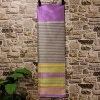 ราคา 94.ผ้าไหมแกมฝ้าย ผ้าทอทั้งผืน ลายยกดอกลำพูน ยกล้านนา สีม่วง (29251403179)