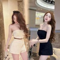 ราคา Mom.ss <พร้อมส่ง> ATN จั้มสูทเกาะอกผ้าทวิตสีดำพร้อมเข็มขัด (ร้านk.) สวยๆ mom.shop (29574913451)