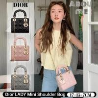 ราคา ดิออร์ Dior LADY Mini Shoulder Bag หนังแกะ 17cm Tote Bag กระเป๋าสะพายข้างผู้หญิง M0505 (29527908021)