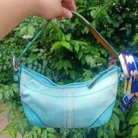 ราคา Coach Bag แท้ มือสอง รุ่น Mini Hobo สีฟ้า Aqua พร้อมผ้าโบว์ สภาพดี (44209463078)
