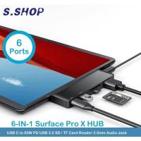 ราคา 6 in 1 Surface Pro X Hub Docking Station Dual Monitor,Microsoft Surface Accessories Adapter to HDMI SD/TF Card Reader PD Audio (27483026289)
