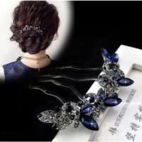 ราคา หวีเสียบผม หวีสับ เวอร์ชั่นเกาหลี ของ rhinestone หวีเสียบผมทรงตัวยู หวีเสียบโลหะประดับผม หวีเสียบโลหะทนทานไม่เป็นสนิม (11076251075)