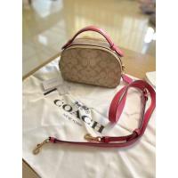 ราคา COACHแท้% กระเป๋าสะพายทรงโดมเล็ก 8 นิ้วรุ่น2ซิปแบรนด์เนมโค้ชสีครีมหูสีชมพู (COACH 1591)#กระเป๋าโค้ชมือสอง (18330039327)
