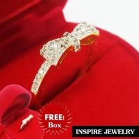 ราคา Inspire Jewelry ,แหวนรูปโบว์ฝังเพชรCZ งานจิวเวลลี่ ตัวเรือน หุ้มทองแท้ 100% 24K สวยหรู พร้อมกล่องกำมะหยี่ (1279904089)
