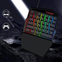 ราคา T WOLF T19 ONE-HANDED MECHANICAL FEEL GAMING KEYBOARD PUBG CONVERTER คีย์บอร์ดเกมมือถือ (19189075701)