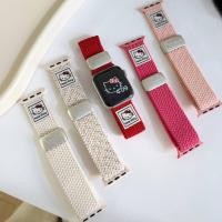 ราคา Hello Kitty สานสายคล้องคอแม่เหล็กสําหรับ A-pple สายนาฬิกา iWatch Series11 10 9 8 7 6 5 SE Ultra 3/2 49 มม./46/45/44/42/40/43 มม.ห่วง (27081309759)