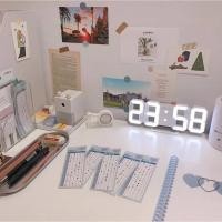 ราคา Clock นาฬิกาดิจิตอล นาฬิกา LED นาฬิกาตั้งโต๊ะ แขวนผนัง LED Digital Wall Clock (25732925674)