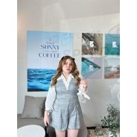 ราคา Big size ส่งไว ชุดจั๊มลายสก๊อตกางเกงขาสั้น แขนยาวแฟชั่นสาวอวบอ้วน อก36-42 (27553176777)