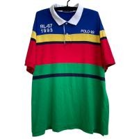 ราคา เสื้อโปโล Polo Ralph Lauren USA made 1993 striped POLO ralph lauren XL colorblock RL-67 shirt Sz.3XB (24639614211)