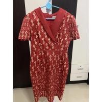 ราคา เดรสลายตะขอผ้าไทย สีแดง (20137407435)