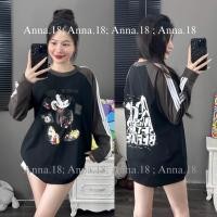 ราคา เสื้อยืดผ้าฝ้ายแห้ง 3158 _ลายกว้างพิมพ์ลาย 2 ด้านพร้อมแถบ (ไมค์ _กี้ _ แขนยาว ค7) (รูปถ่ายจริง) ด้านบนสําหรับผู้ชายและผู้หญิง (29267178760)