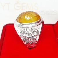 ราคา แหวนบุษราคัม ลายพญานาคเกี้ยว แหวนเงินแท้ พลอยบุษราคัม (CZ) YTG-11803 (22242278904)